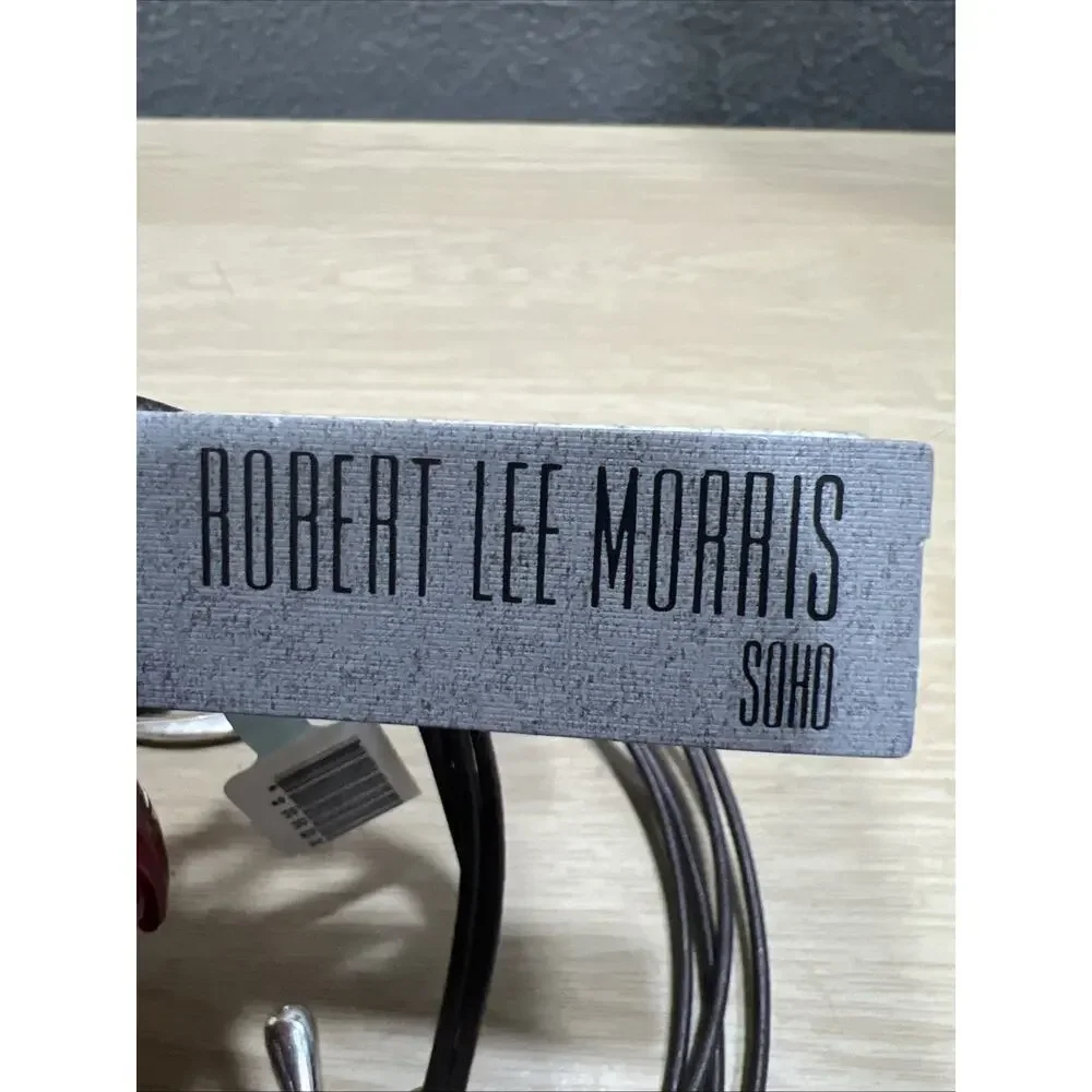 Robert Lee Morris Soho Multi-Tone Circle Pendant Necklace On Brown Leather Cord - Picture 8 of 8